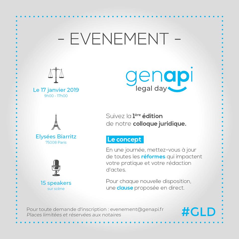 Demain, nous serons présents au 1er colloque juridique de GENAPI ! #GLD
